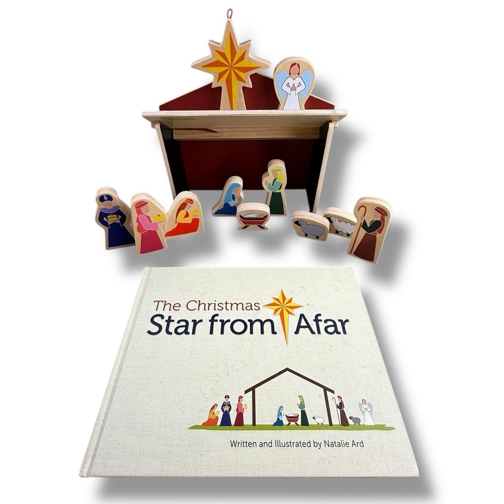 The Christmas Star From Afar Wooden Nativity Set & Book 2nd Edition 16PCS 3Y+